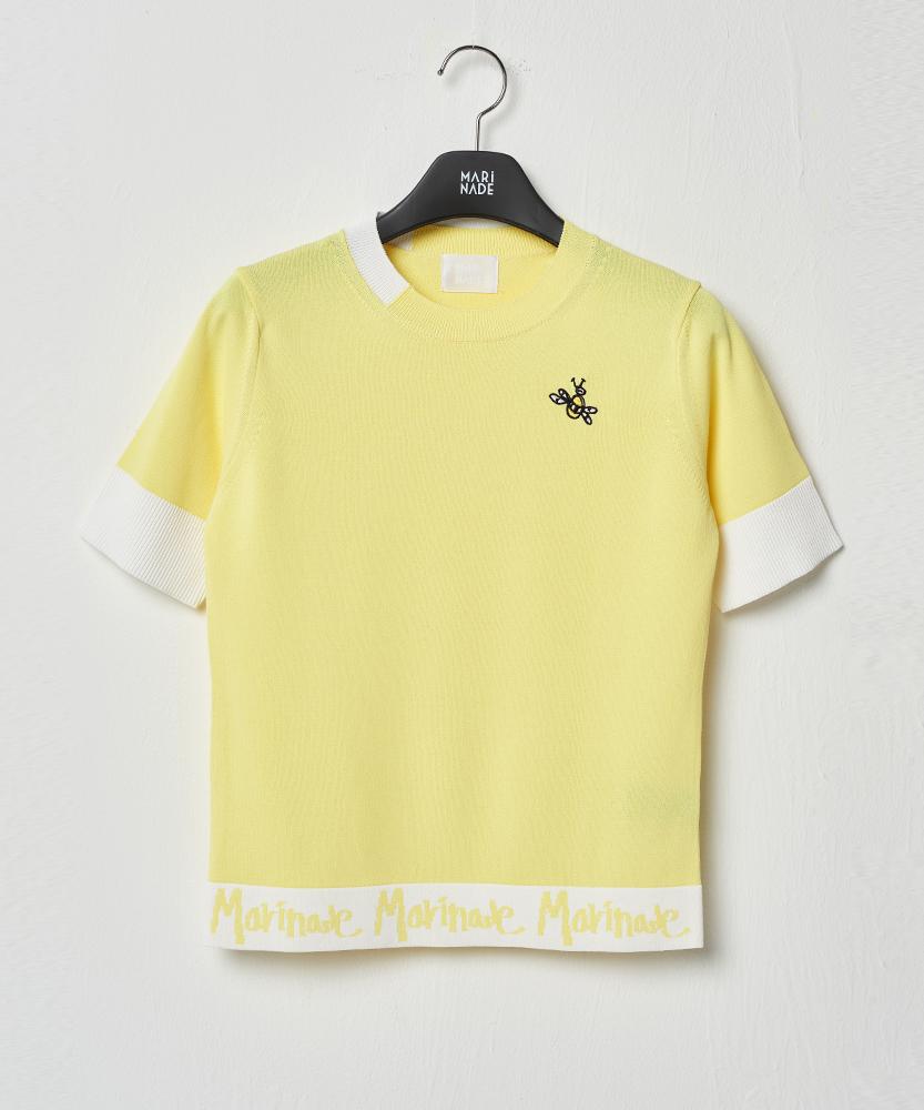 MARINADE Logo Color Block Crop Short Sleeve Knit - 3 Colors