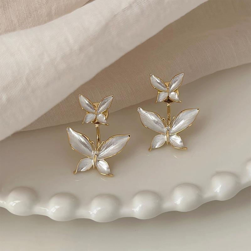 Silver needles small fresh gradual change artificial crystal butterfly stud earrings ear buckle explosion atmosphere flower earrings earrings women