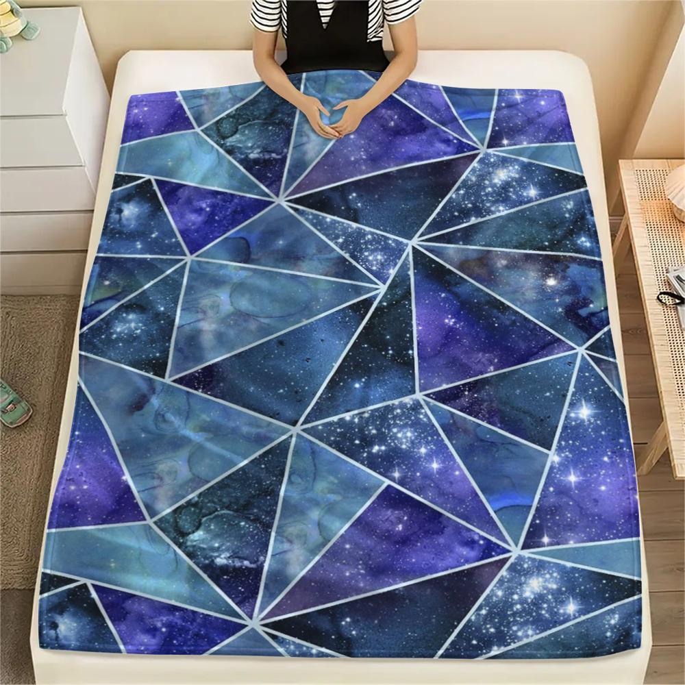 1 Stück Abstrakter Geometrischer Print Flanelldecke, Hohe Qualität, Bequem für Alle Jahreszeiten, Heimdekoration, Wärme und Komfort, Perfekt für Weihnachtsgeschenke