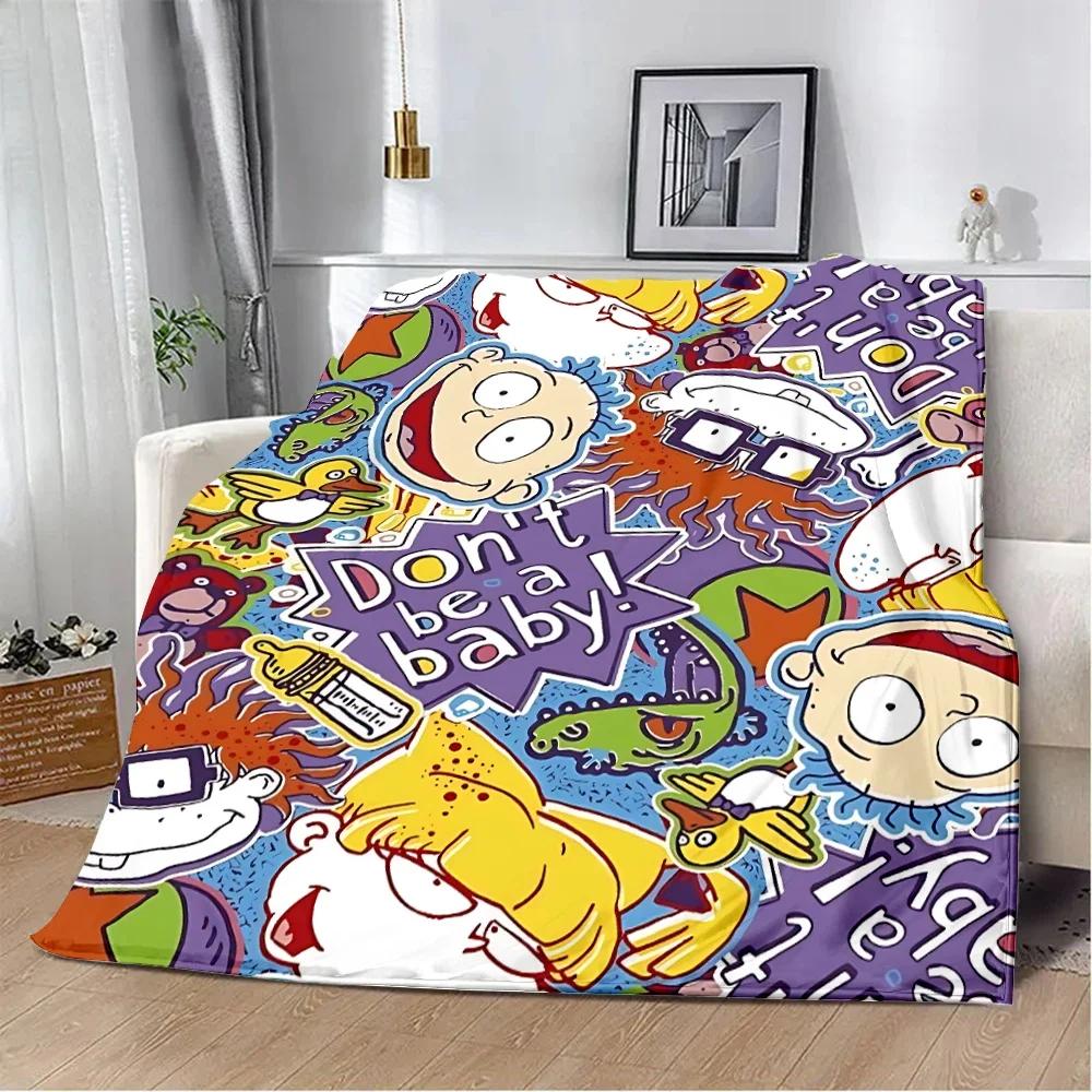 Cartoon R-Rugrats Printed Blanket Picnic Blankets Warm Blanket Soft and Comfortable Blanket Home Travel Birthday Gift