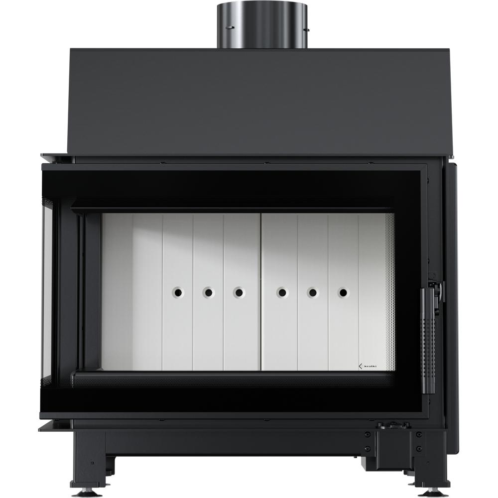Steel fireplace KRATKI SIMPLE left 6 kW Ø 150 self closing door