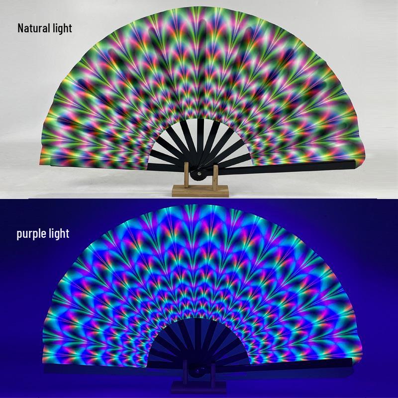 Leuchtender faltbarer Kung-Fu-Party-Fächer mit UV-fluoreszierender Leuchtkraft