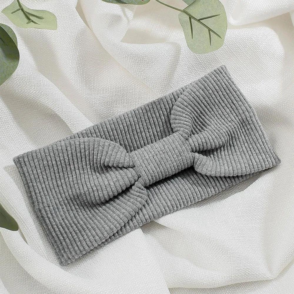 Daily Headband Designer Headband Angel Scrunchie Ribbon Ribbed Turban Light Gray