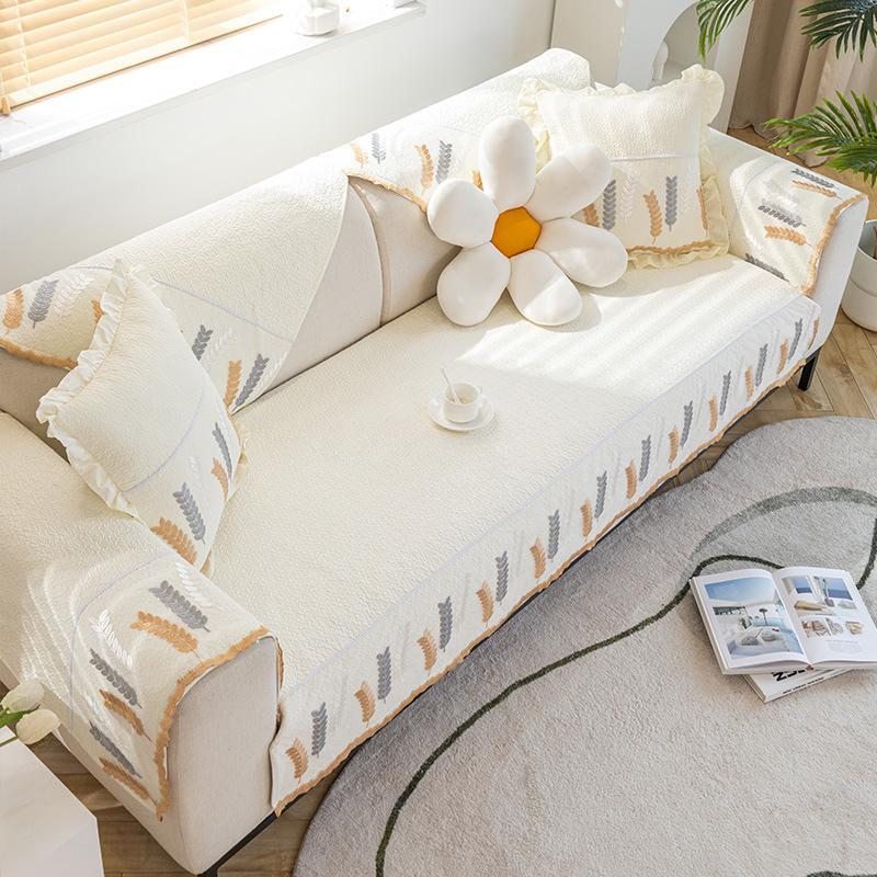 Reiner Baumwolle Sofakissen Vier Jahreszeiten Universelle Sitzkissenbezug Stoff Einfach Modern Rutschfeste Matte Wohnzimmer Sofaüberwurf Husse