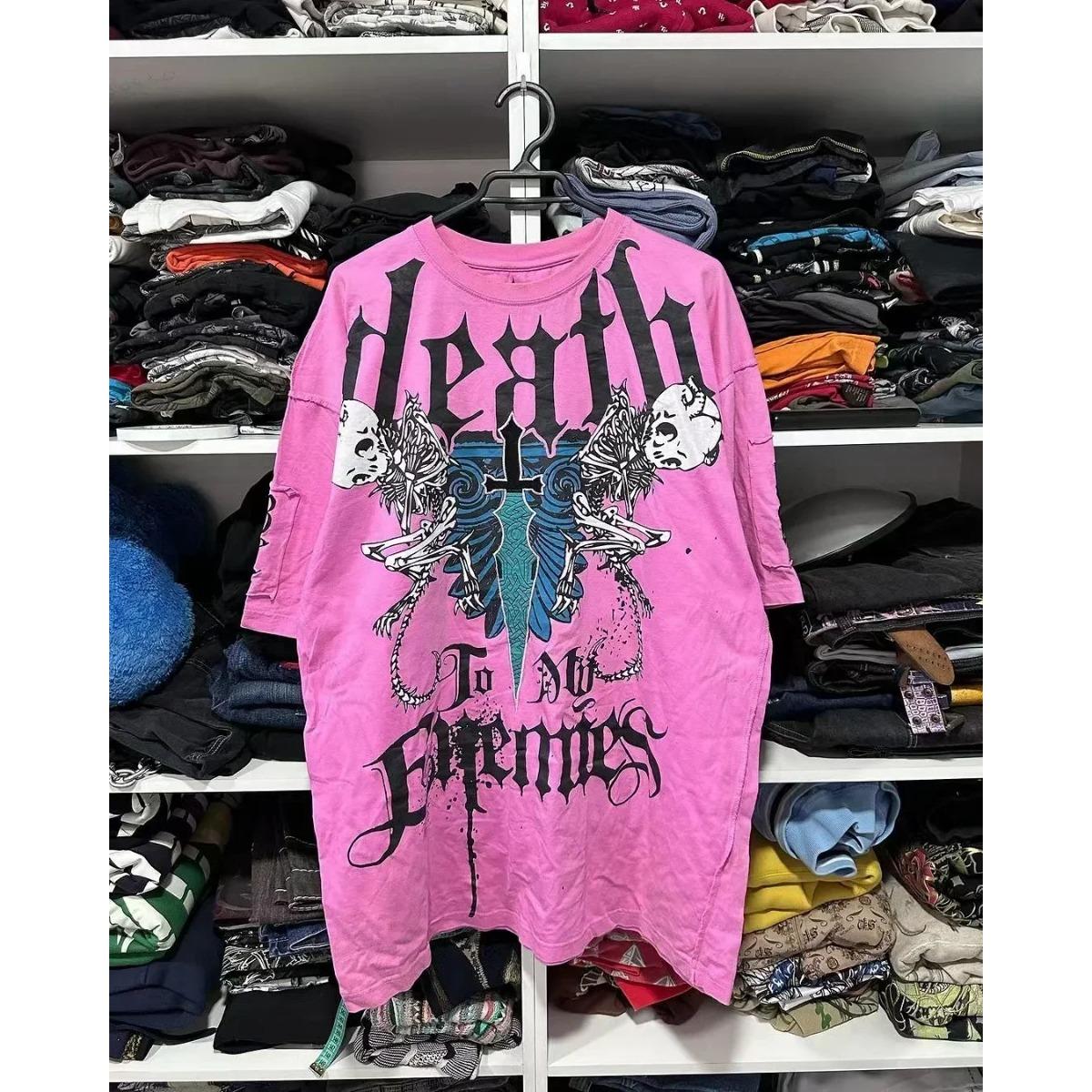 

Ретро Панк Хип-Хоп Графический Принт Оверсайз Футболка Мужская Новая Круглый Вырез Короткий Рукав Топы XXXL