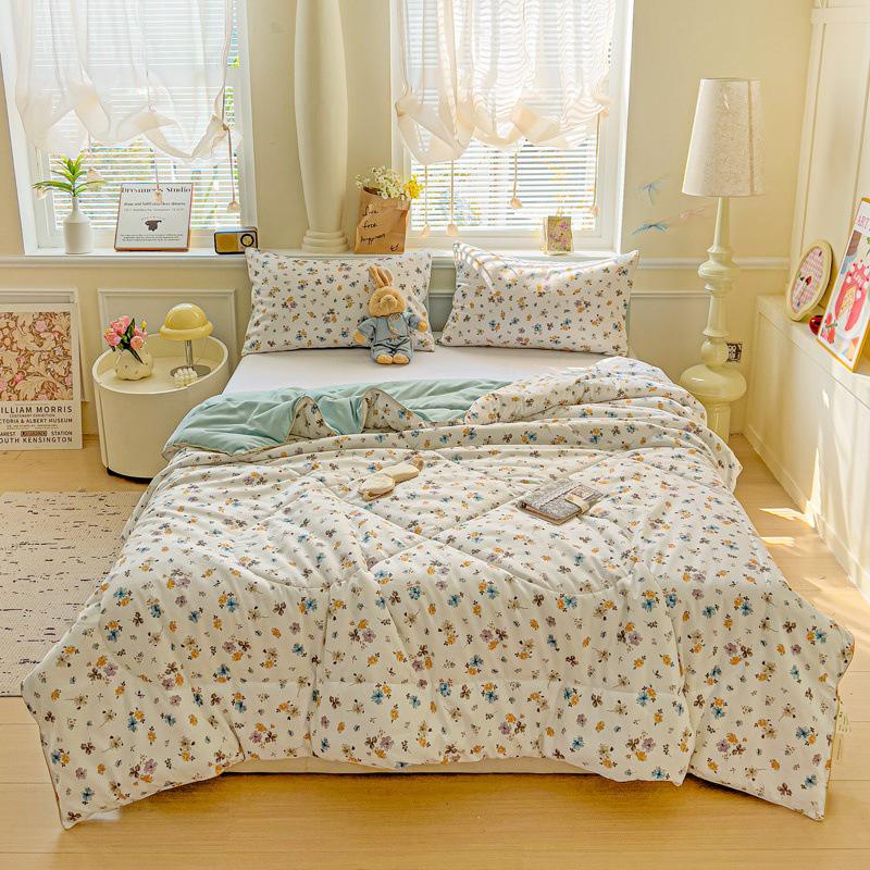 Dwuwarstwowa bawełniana letnia kołdra z włóknem sojowym – nadająca się do prania w pralce, chłodząca, z motywem kreskówkowym