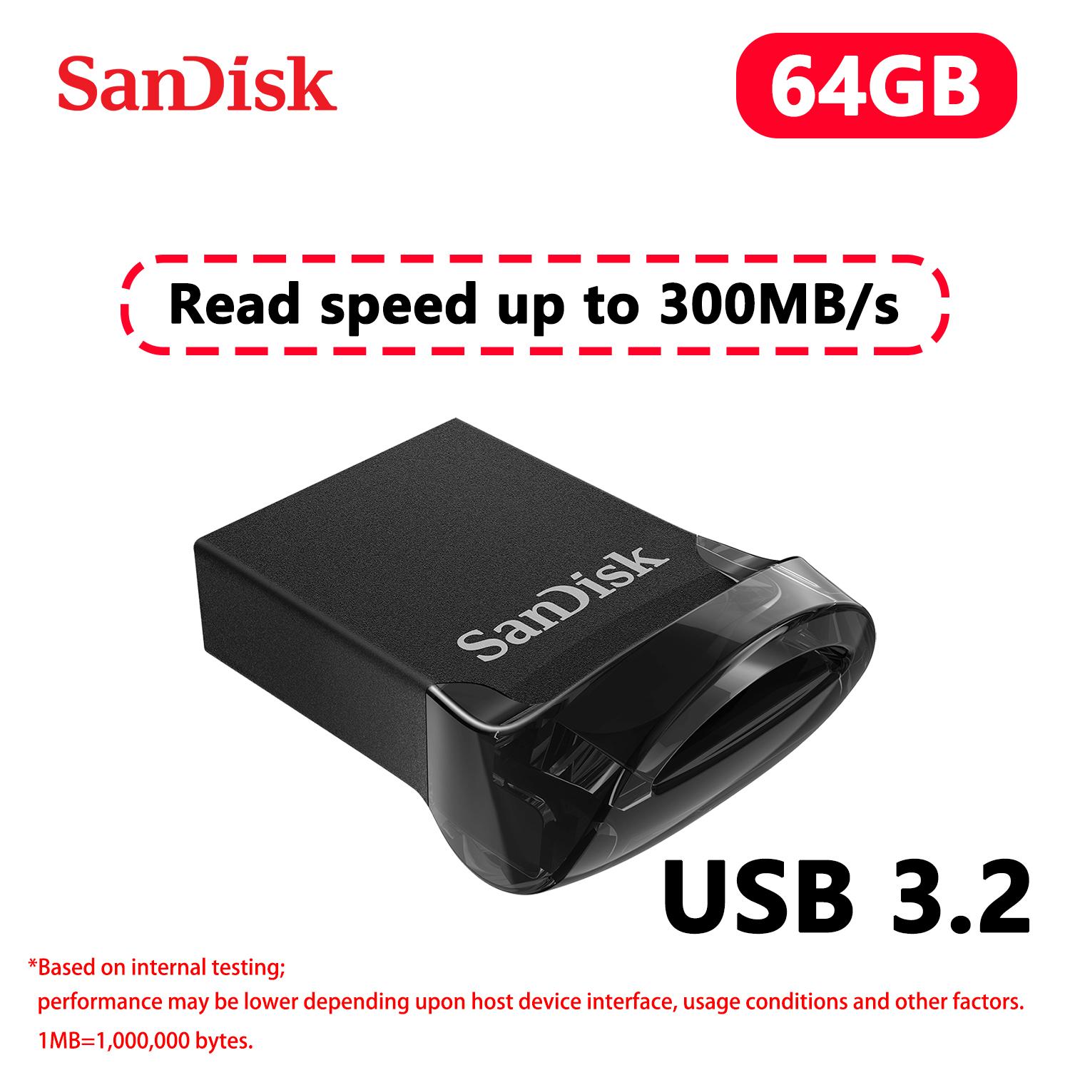 

SanDisk 128GB Ultra Fit USB 3.2 Gen 1 32GB 64GB 256GB 512GB 1TB Flash Drive Mini Pen Drives pen drive high Speed USB 3.1 USB Stick for Computer U Disk 【64GB】