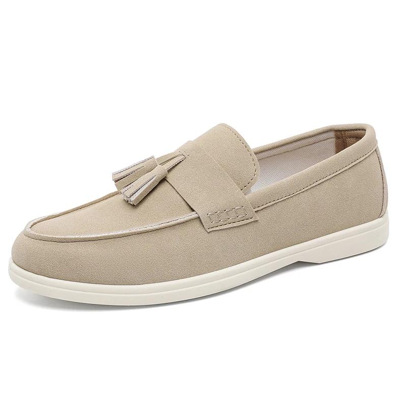 Men's Shoes 2025 New Model, Liu Su Le Fu Shoes, Men's Suede Lightweight Breathable Flat Shoes, Fashionable Casual Flat Shoes