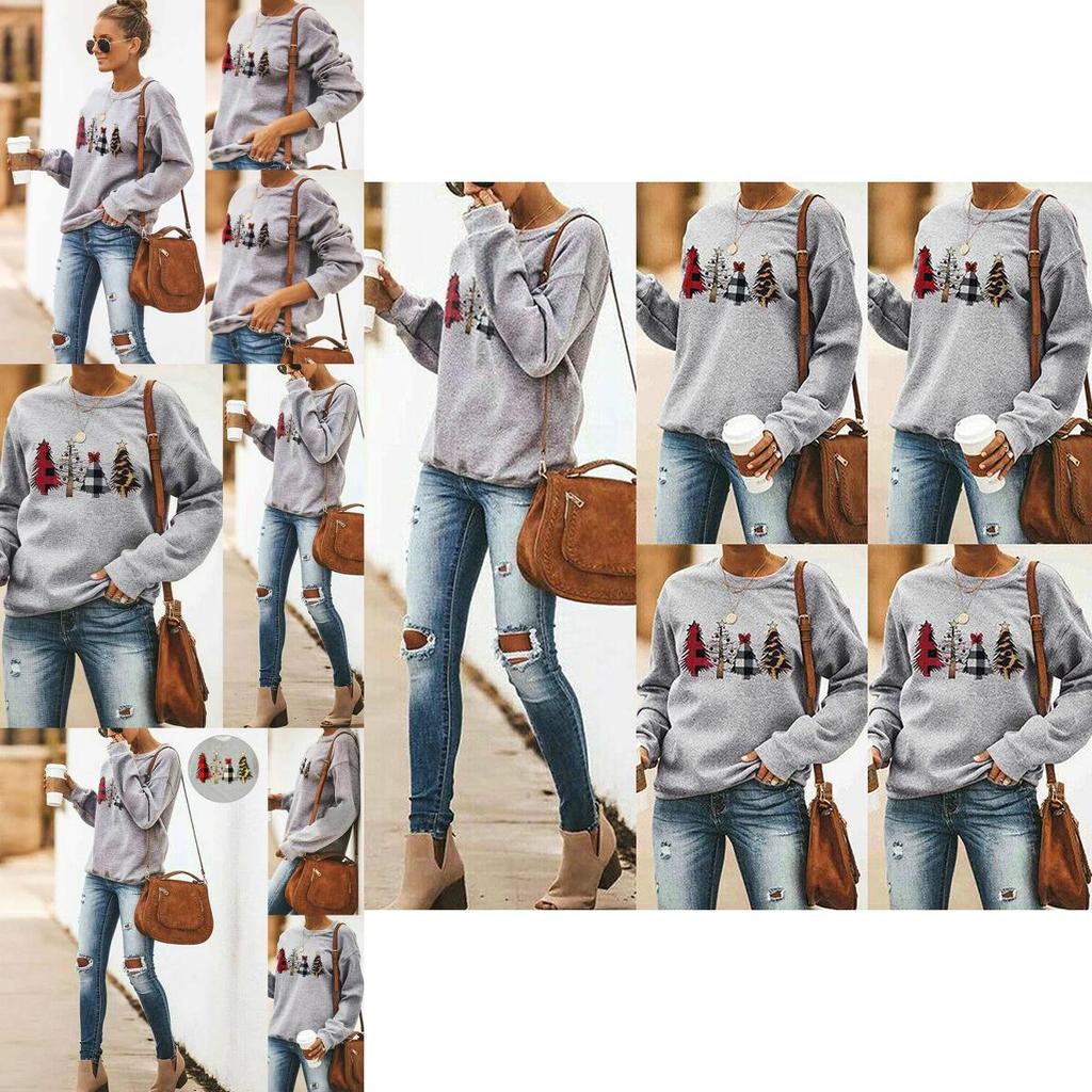 Felpa Natalizia da Donna Elegante a Manica Lunga Pullover per Occasioni Festive