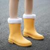 Women's Fashionable Non-Slip Waterproof Fleece-Lined Rain Boots - Perfect for Outdoors, Kitchen Work, and Car Washing