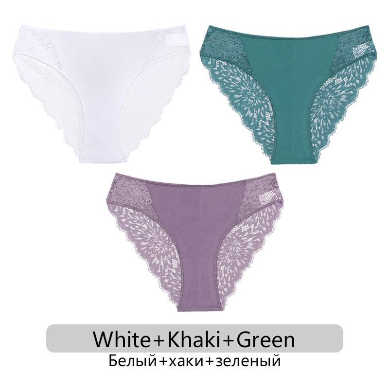 FINETOO 3ks/set Sexy krajkové kalhotky Dámské Květinové kalhotky S-XL Dámské spodky Spodní prádlo s nízkým pasem Krajkové spodní prádlo Dámské spodní prádlo 6 barev