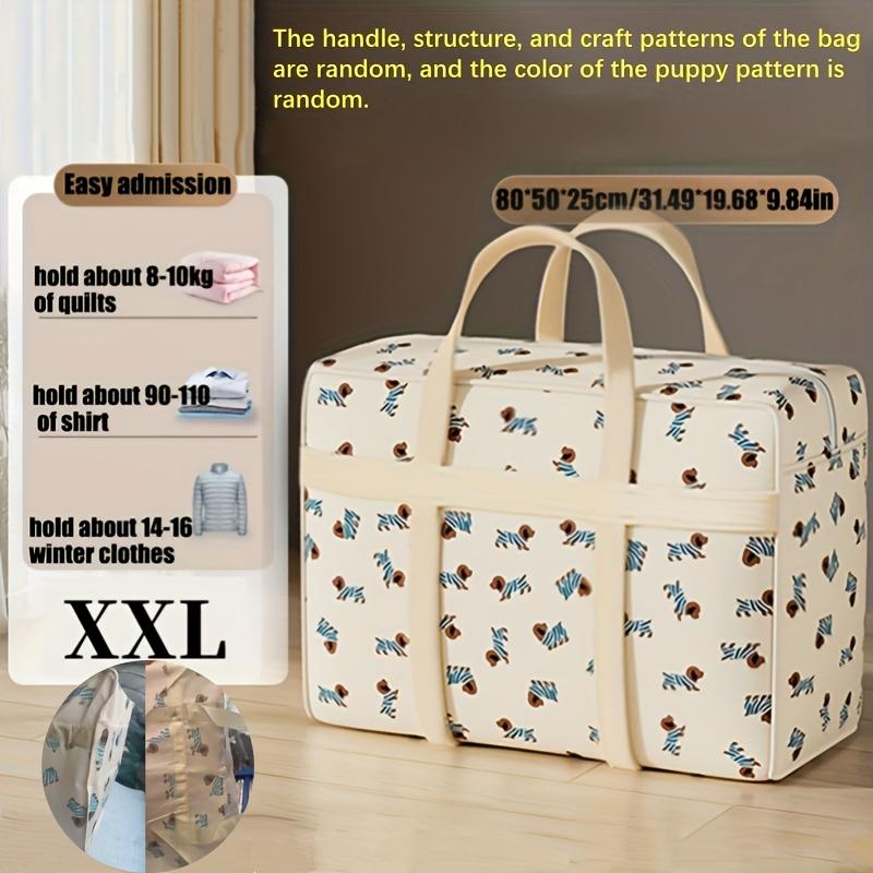 Large Capacity Storage Bag for Clothes Featuring A Cute Dog Pattern, Foldable To Save Space, Suitable for Organizing Luggage During Travel or Moving