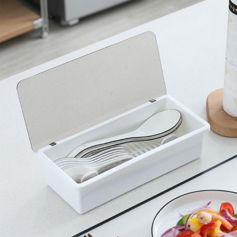 Small Large Chopstick Box Dustproof Tableware Storage Box Plastic Utensil Storage Box With Lid