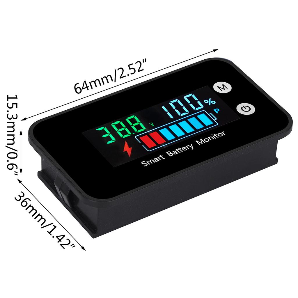 Portable Battery Monitor 12v 24v 36v 48v 60v 72v Car Golf Cart Battery Tester Digital Battery Capacity 7-100V Voltage