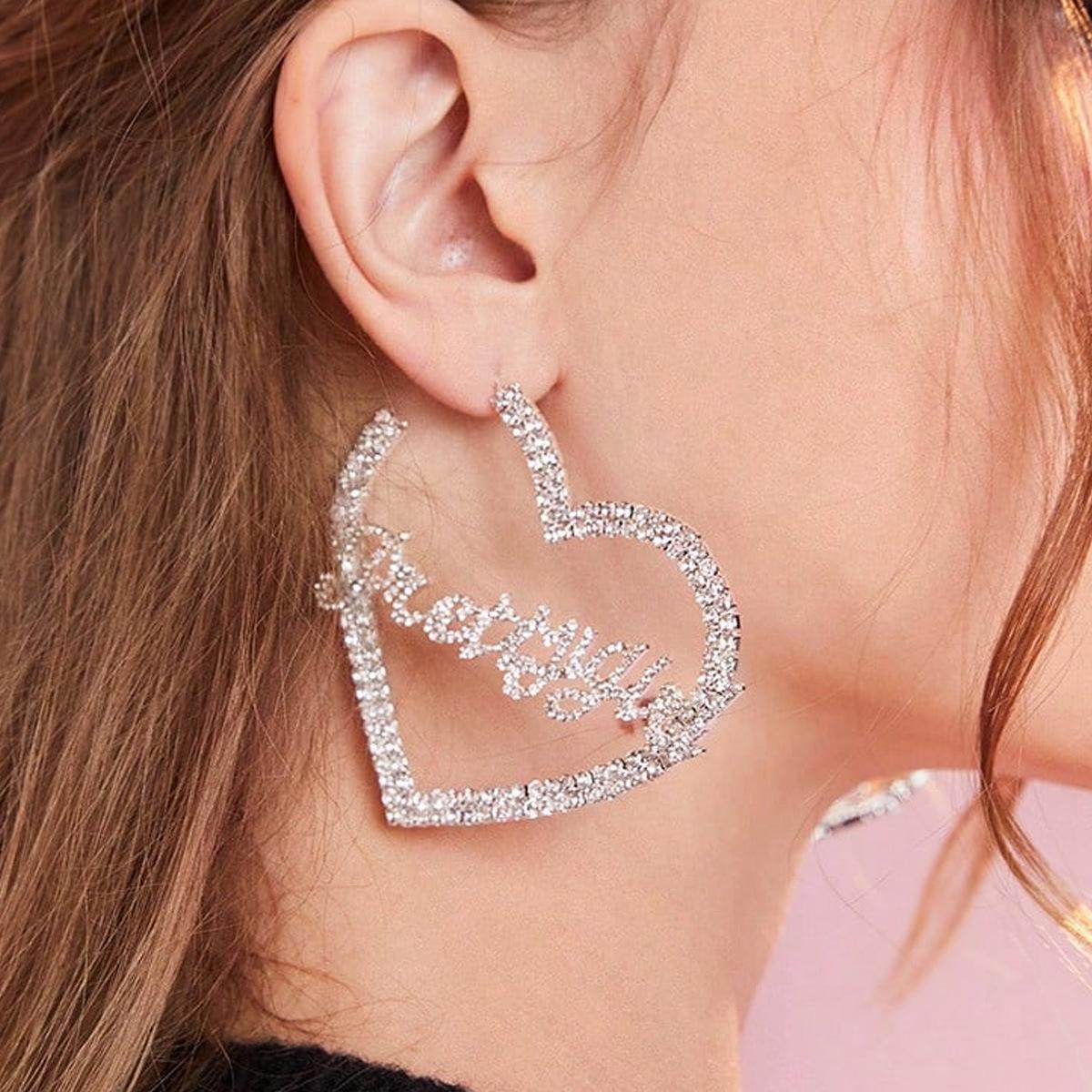 Trendy Heart-Shaped Diamond Stud Earrings for Women