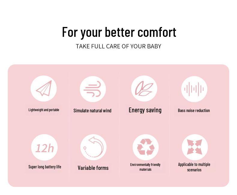 Portable Octopus Baby Stroller Fan, USB Rechargeable, Foldable, Handheld, Desktop Mini Fan
