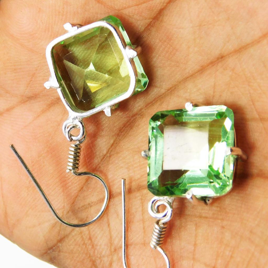 Peridot Green Square Cut 35.4 Ct Beautiful Loose Gemstone Pair CERTIFIED A-1912