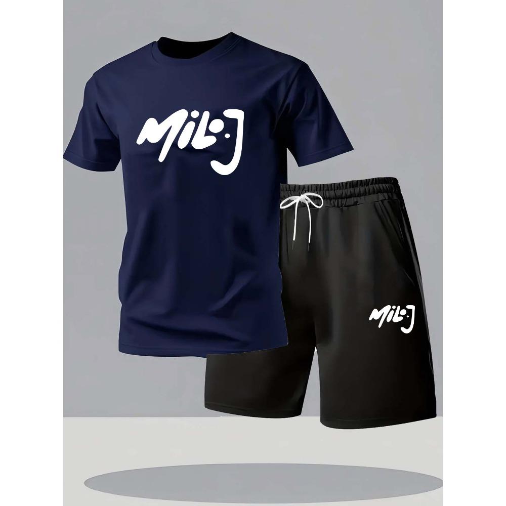 

Men s T-shirt Shorts Comfortable Sportswear Fashionable Two-piece Breathable Sportswear Set, Fabric Comfortable and Soft, Suitable for Daily Wear XXL