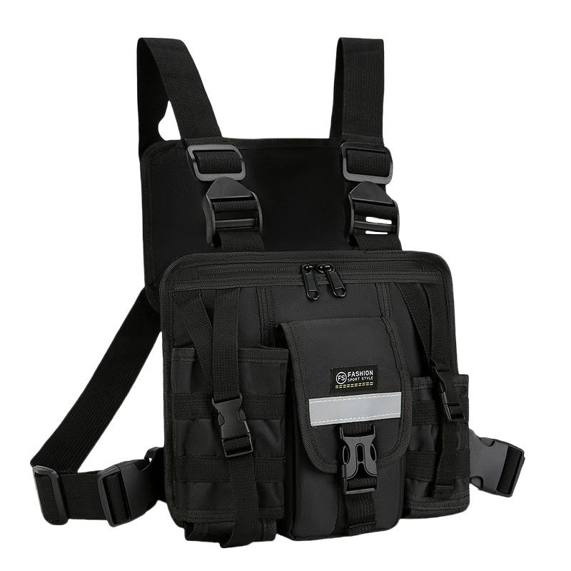 

Reflective Design Chest Rig Bag Wear-Resistant Tactical Vest Bag Multiple Pockets Students Chest Bag Hip-Hop Streetwear Backpack