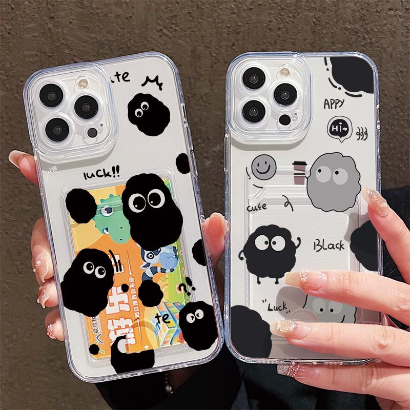 Card Slot Holder Silicone Wallet Pocket Case For Samsung S23 S24 S25 Ultra Xiaomi Redmi 12C 14C 13C Honor Honor 200 Smart 90 Cover Clear Phone Bumper