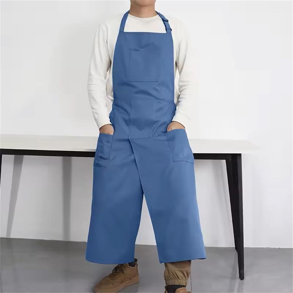 

Canvas Apron Custom Logo Split Leg Pants Hanging Neck Adjustable Drawing Work Clothes Apron синий