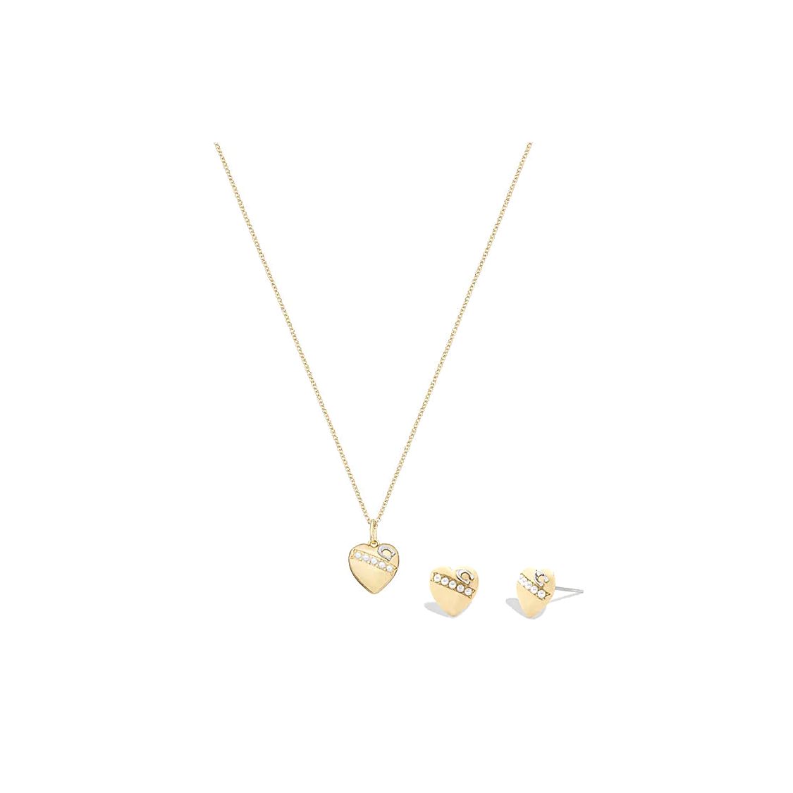 COACH Heart Shaped Pattern Decorative Copper Necklace Women necklace Gold CL256-GLD Gold