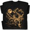 Vintage Stegosaurus Howling Moon Night T-Shirt Animal Lover Tee