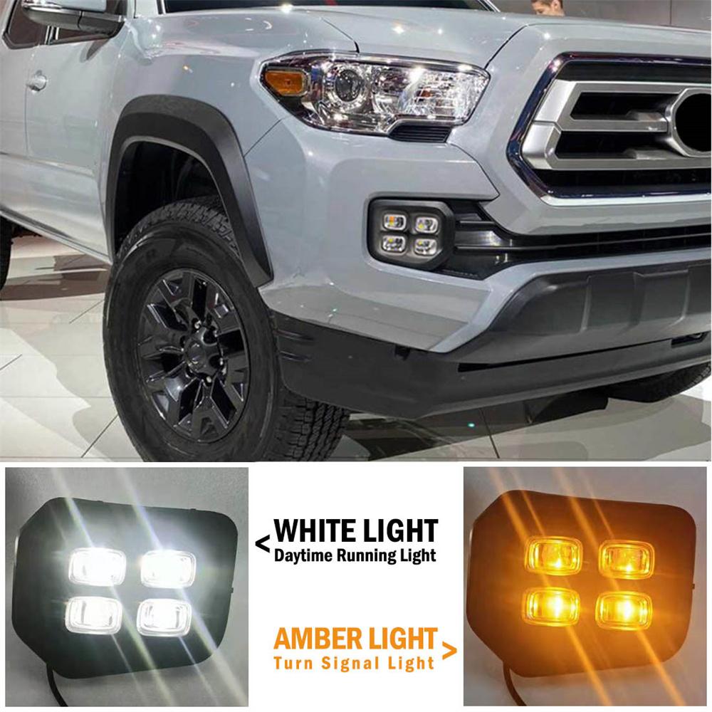 

Подходит для 2016-2022 Toyota Tacoma Стиль 4-глаза ДХО Светодиодные противотуманные фары Лампа указателя поворота