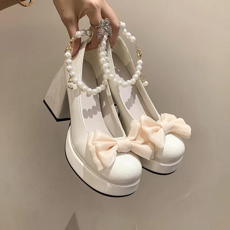 Elegant Shoes for Women High Heels Mary Jane Shoes New Fashion Platform Women Pumps Luxury Wedding Shoes Bride Zapatos De Mujer
