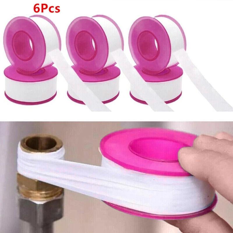 6Pcs PTFE Plumbing Thread Seal Tape Oil-Free Leakproof Sewer Plug Water Pipe Faucet Repair Tool Adhesives Sealants