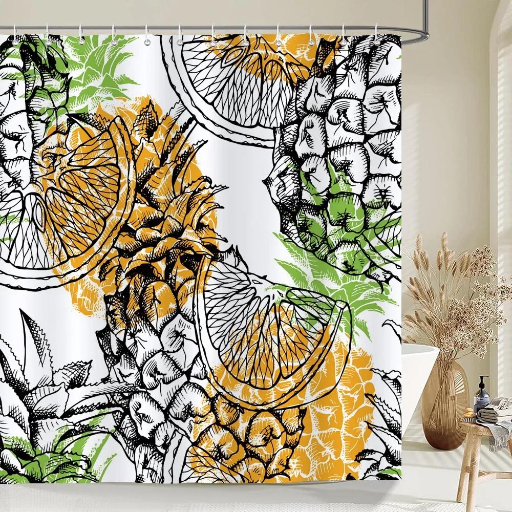1 pc Fresh Lemon Fruit pattern Shower Curtains Bathroom Polyester Bath Curtains Printing Shower Curtain Decor With Hooks Curtain