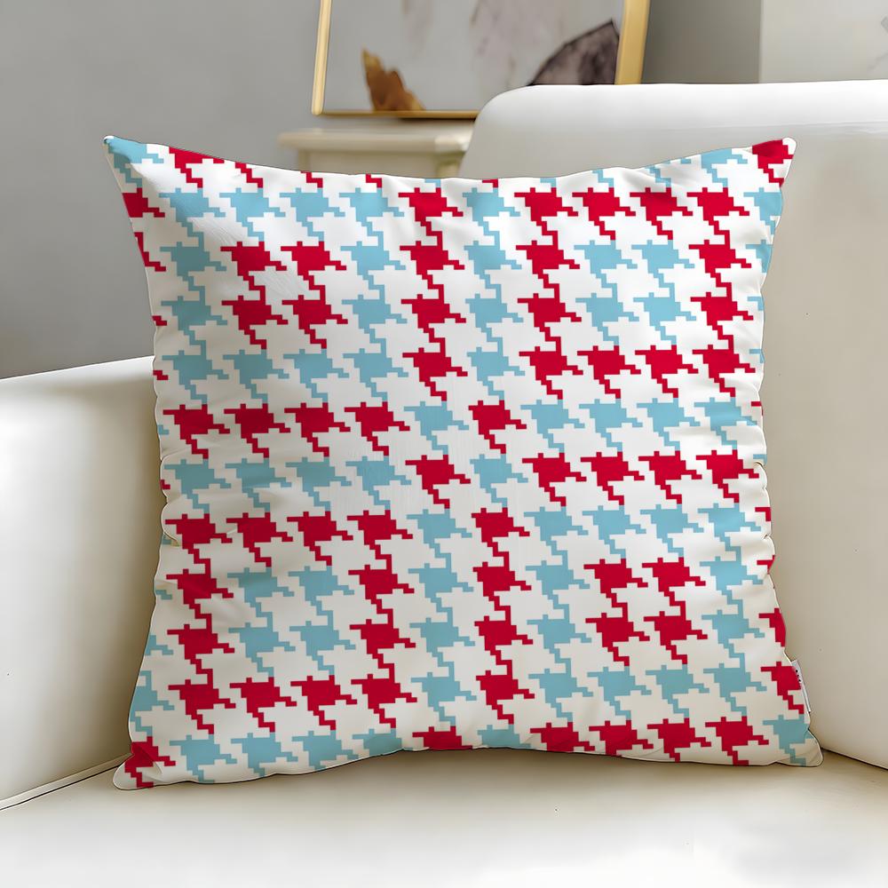 Houndstooth Pattern Cushion Cover Soft  EasyWash Pillow Case  Versatile for Couch Bed Travel and Office