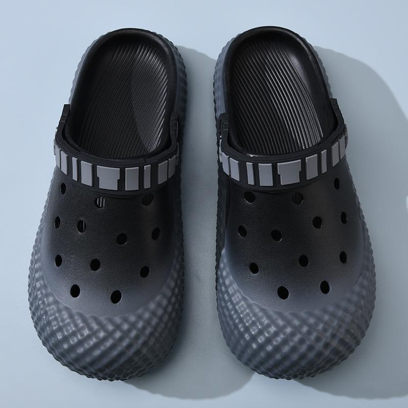 

Baotou hole shoes women s summer height increase non-slip wear-resistant slippers EVA outer wear breathable deodorant soft sole couple sandals 36-37 чорний колір сірий