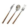 Dessertlöffel Kaffeelöffel Edelstahl Steakmesser und -gabel Holzgriff Westliche Küche Messer und Gabel