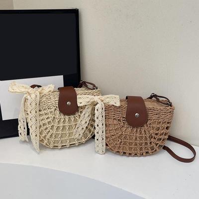 Summer Straw Bag For Women Fashion Semicircle Crossbody Bags Rattan Handmade Messenger Handbag Travel Beach Bags KTY