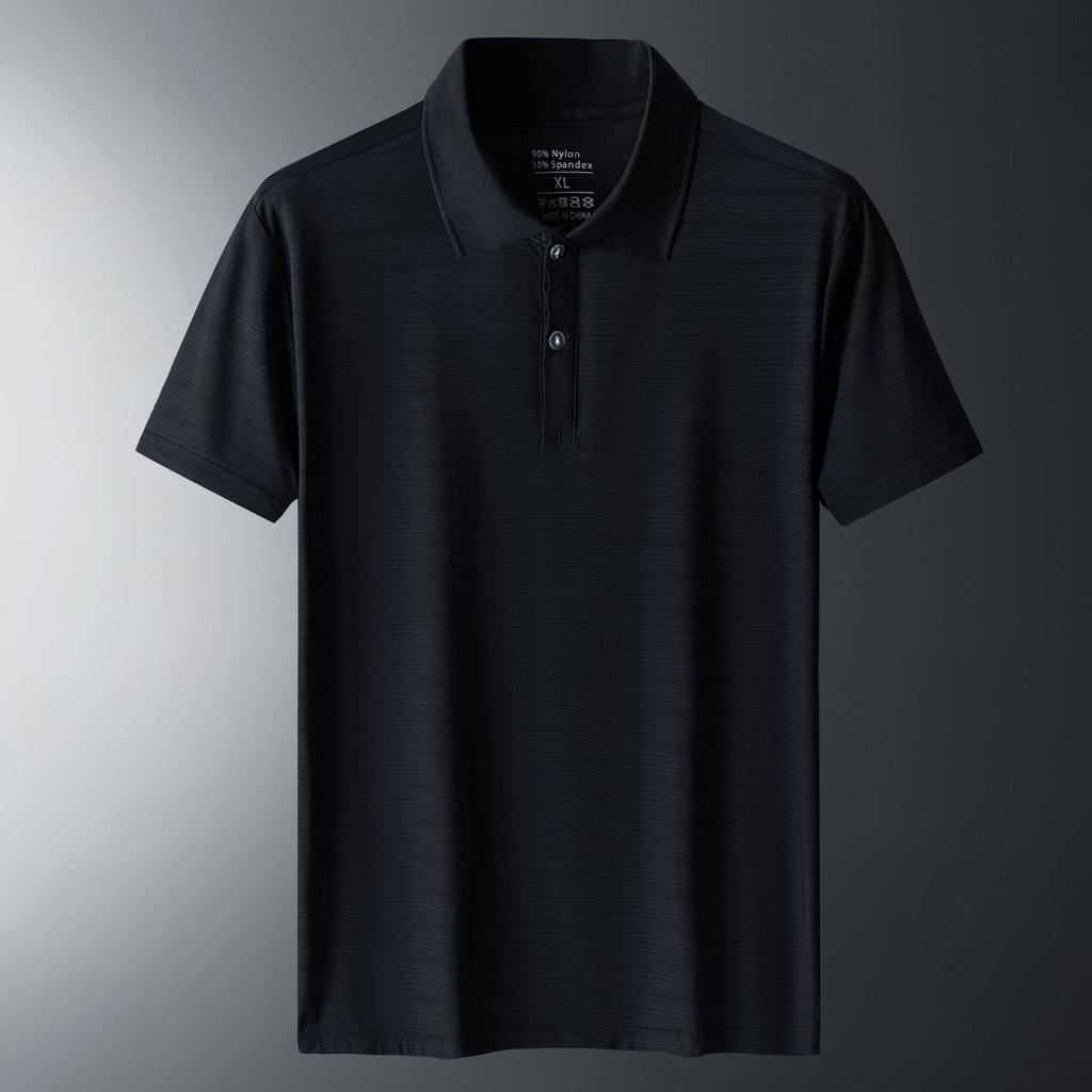 Summer Collar Ice Silk Short Sleeved Polo Shirt Solid Color T-shirt Short Sleeved Business Polo Shirt Men's Casual Top