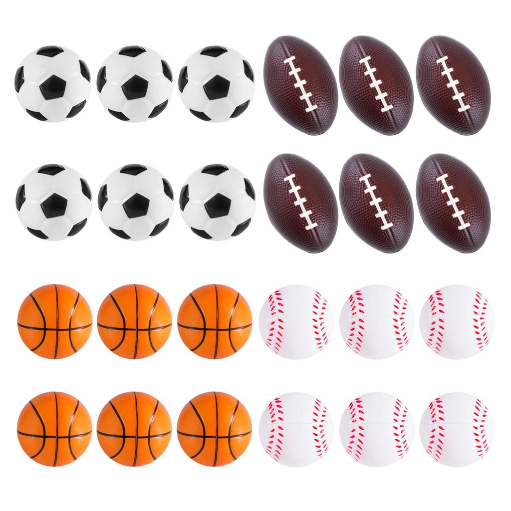 4Pcs Squeeze Ball Toys Sports Theme Kids Birthday Party Favors Goodie Pinata Filler Anti Stress Soccer Basketball Rugby Gifts