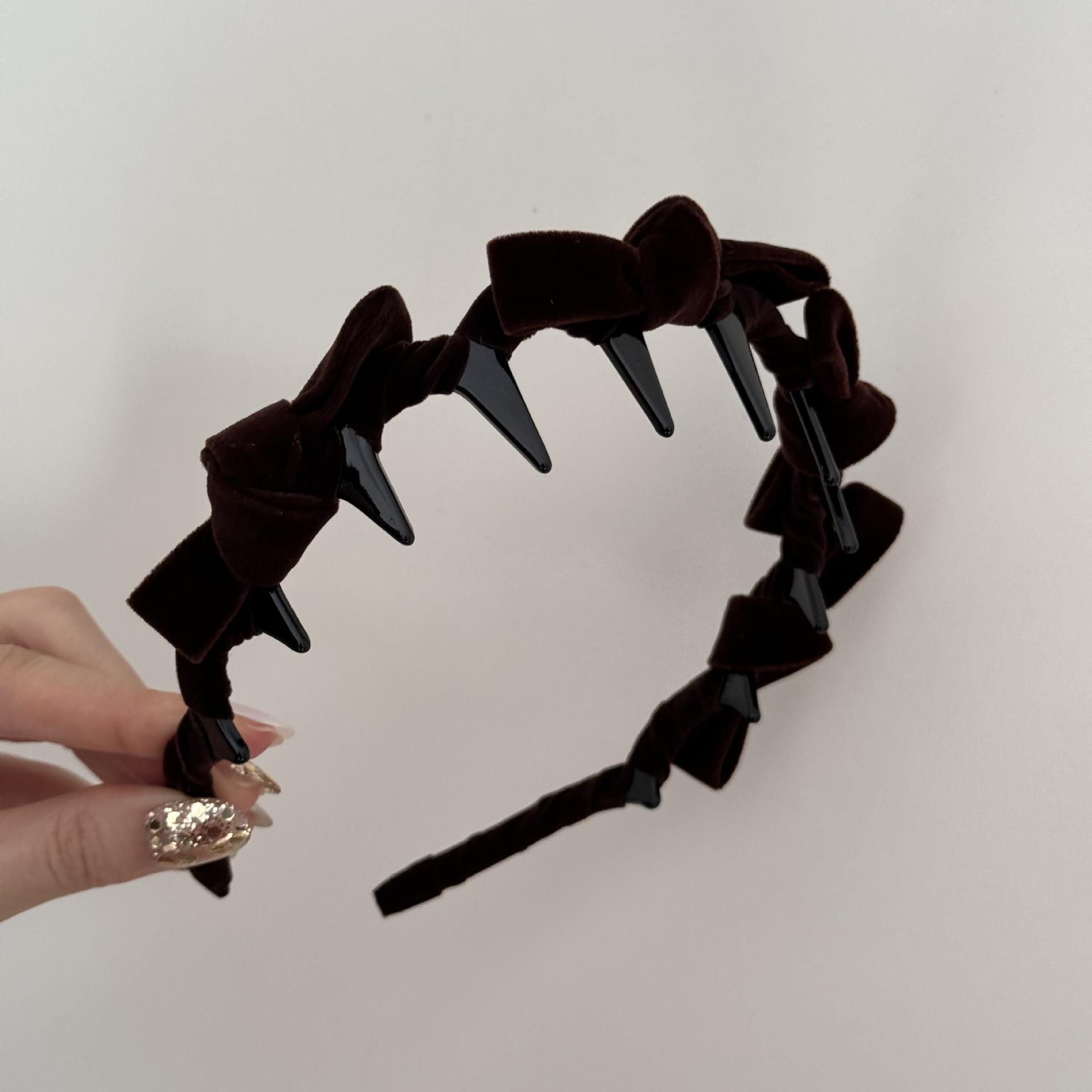 

Velvet Bow Hairband, High Crown Headband, Makes Face Look Smaller, Versatile Hair Clip Headwear кавовий