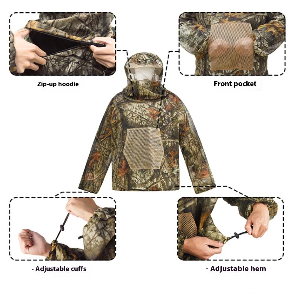 Camouflage Geely Suit Camouflage Adventure Camping Mountaineering Mesh Hooded Mosquito-proof Suit Beekeeping Mosquito-proof Fishing Suit