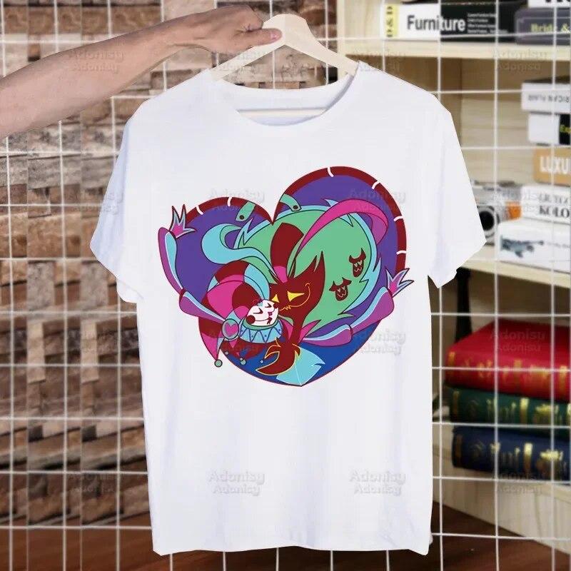 Helluva Boss Printed T Shirt Unisex Retro Washed Tops Tees Harajuku Tshirt Streetwear Hip Hop Unisex T-shirts