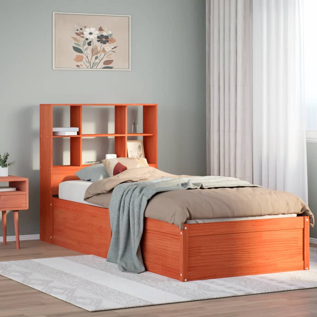 Solid Wood Bed without Mattress Wax Brown 75x190 cm Pine Wood