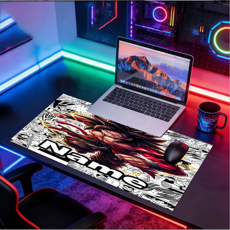 Custom Name Personalized DRAGON BALL Pattern Mousepad, Laptop PC Desk Mat, Decorative Desk Mat for Home Keyboard Pad Gift