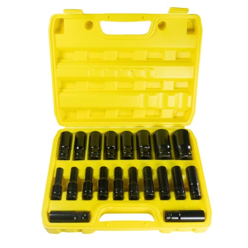 STEELMIGHT 20-Piece 12.7mm 1/2-Inch Deep Socket Wrench Set, Long Sockets for Impact, Hex Shank, with Storage Case