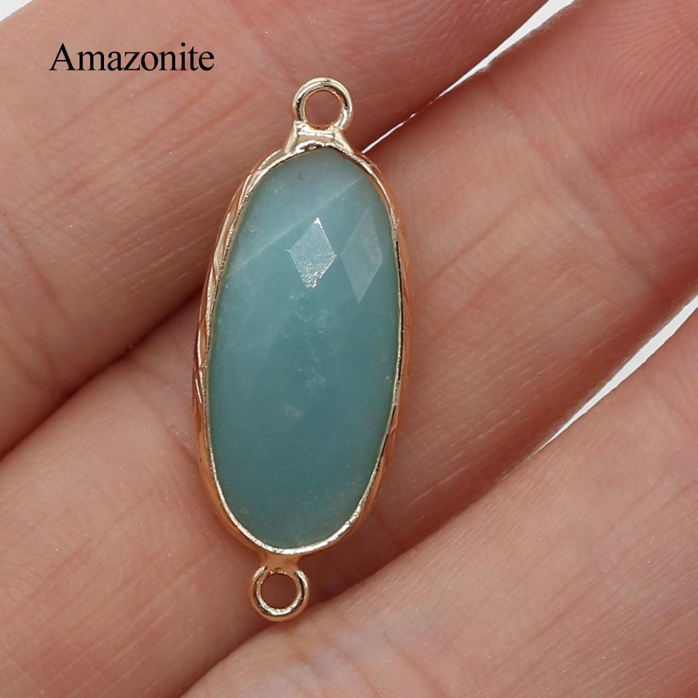 1/5 buc, Pandantiv Cristal de Vindecare Reiki Conector Oval, Energie Piatră Naturală Ametist Gemă Farmec Conector pentru Confecționare Bijuterii DIY Colier Brățară