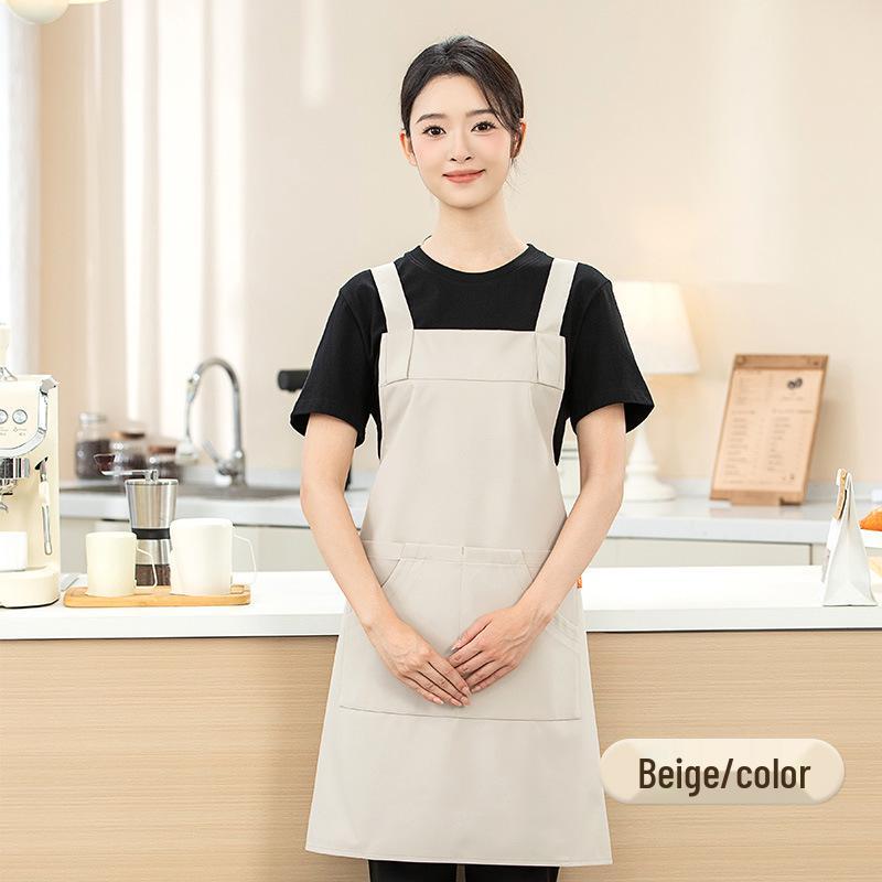 Waterproof Oxford Cloth Apron with Wear-Resistant Shoulder Strap for Milk Tea Shops, Baking, and Hot Pot Restaurants - Custom LOGO Printing Available