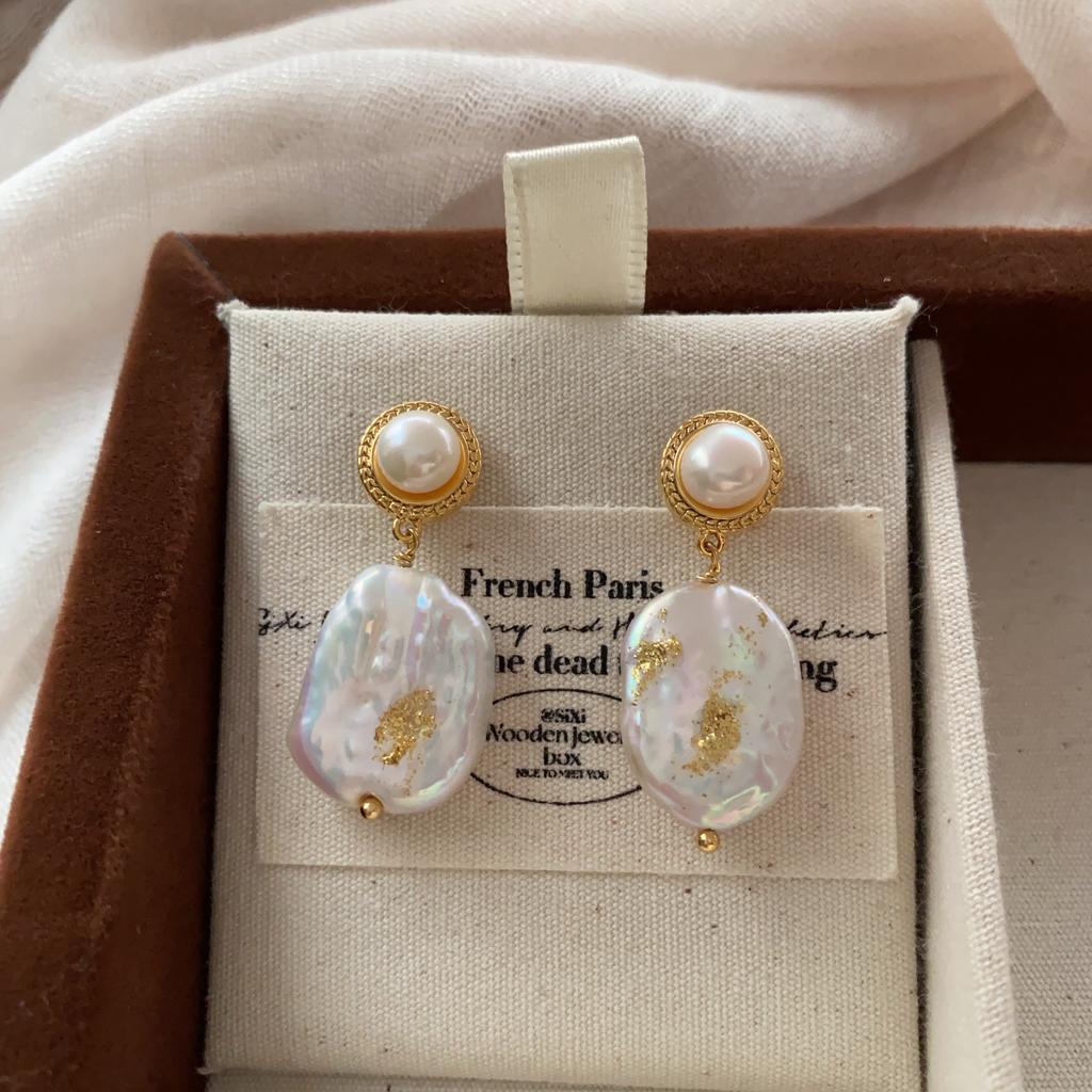 Baroque Natural Irregular Pearl Earrings Earrings Love Niche Unique Retro Luxury Exquisite Versatile