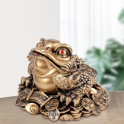 Figura de sapo de la fortuna Feng Shui, decoración de escritorio para decoración del hogar y la Oficina