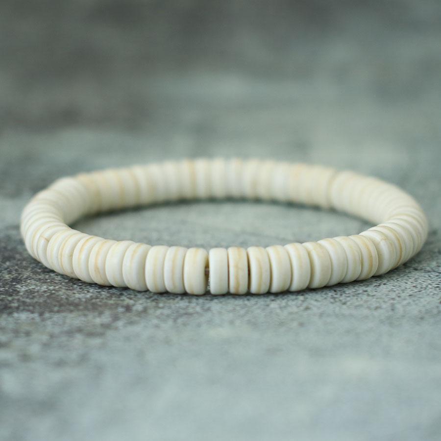 Noter Braccialetto Minimalista Bianco in Pietra di Howlite Unisex Perline Distanziatrici Rotonde 6/8/10mm Braccialetto Accessori Bohemien da Spiaggia Pulsera