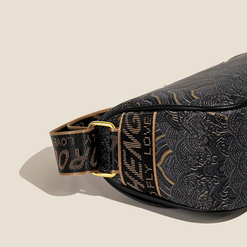 Bags for Women Vintage Fashion Floral Print Wide Shoulder Strap Crossbody Bag Temperament Versatile Large Capacity Handbags