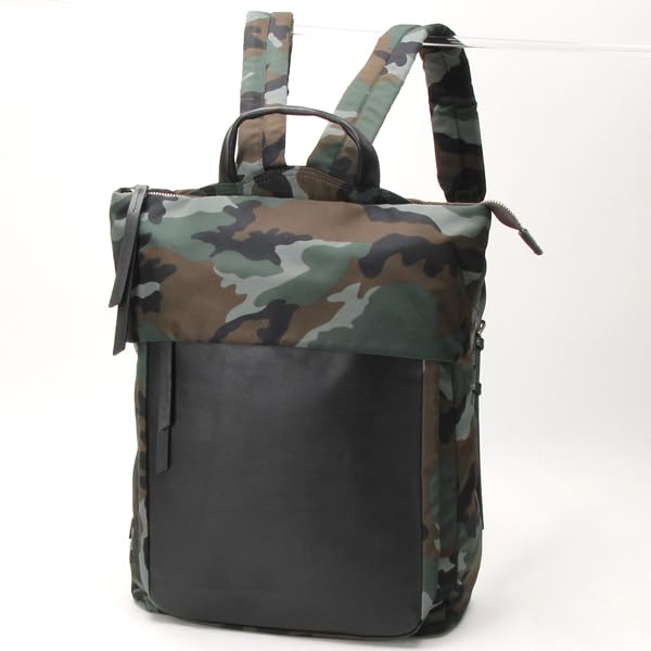Isaac Nylon and Cowhide Leather Backpack 2001014SC Camouflage (Green) (86)